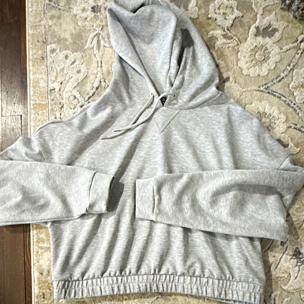 Scoop Women’s Gray Pullover Hoodie 2XL Knit Polyester Solid Drawstring Hood